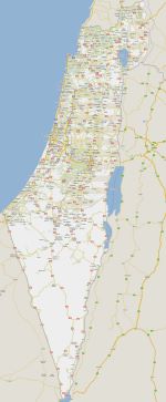 Vejkort for Israel med vejnumre og byer